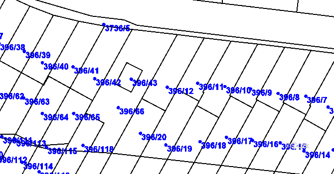 Parcela st. 396/12 v KÚ Libeň, Katastrální mapa