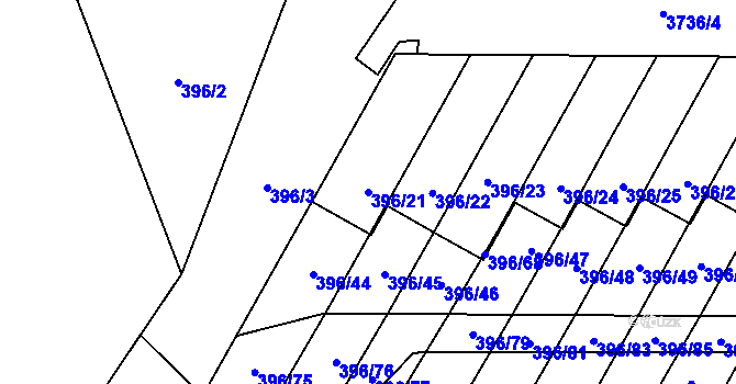 Parcela st. 396/21 v KÚ Libeň, Katastrální mapa