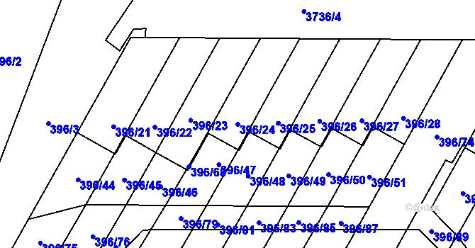 Parcela st. 396/24 v KÚ Libeň, Katastrální mapa