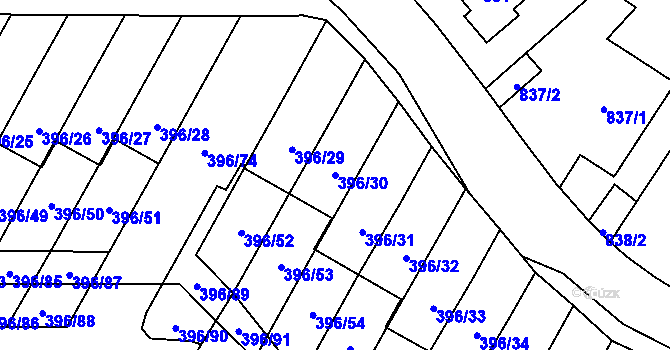 Parcela st. 396/30 v KÚ Libeň, Katastrální mapa