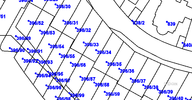 Parcela st. 396/34 v KÚ Libeň, Katastrální mapa