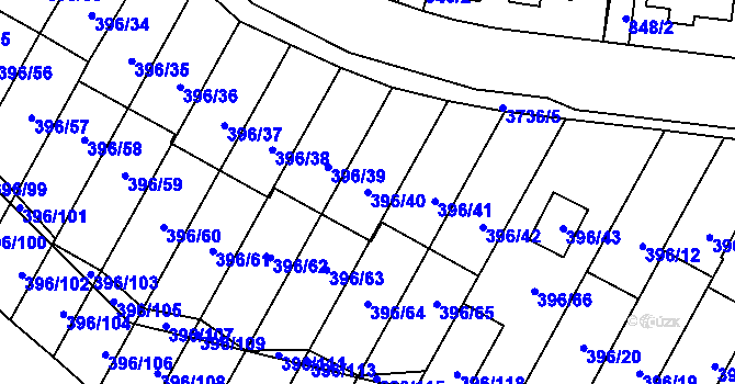 Parcela st. 396/40 v KÚ Libeň, Katastrální mapa
