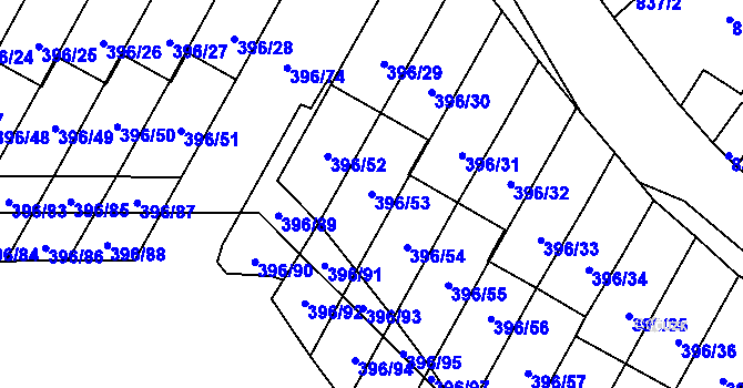 Parcela st. 396/53 v KÚ Libeň, Katastrální mapa