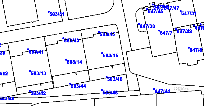 Parcela st. 583/15 v KÚ Libeň, Katastrální mapa