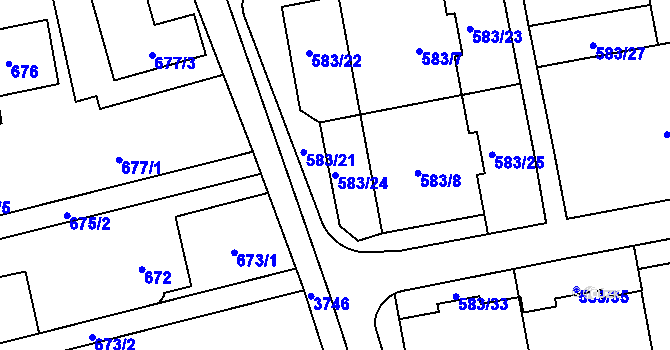 Parcela st. 583/24 v KÚ Libeň, Katastrální mapa
