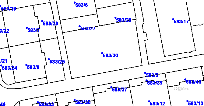 Parcela st. 583/30 v KÚ Libeň, Katastrální mapa