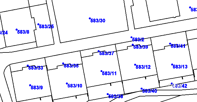Parcela st. 583/37 v KÚ Libeň, Katastrální mapa