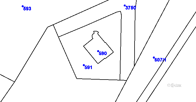 Parcela st. 590 v KÚ Libeň, Katastrální mapa
