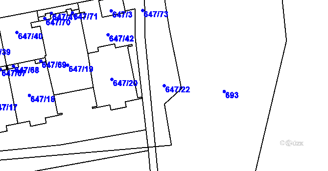 Parcela st. 647/22 v KÚ Libeň, Katastrální mapa