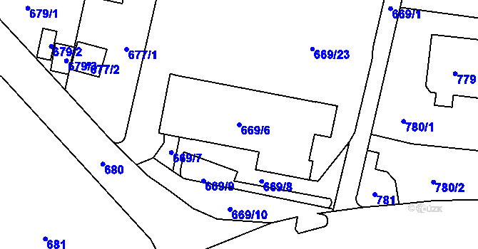 Parcela st. 669/6 v KÚ Libeň, Katastrální mapa