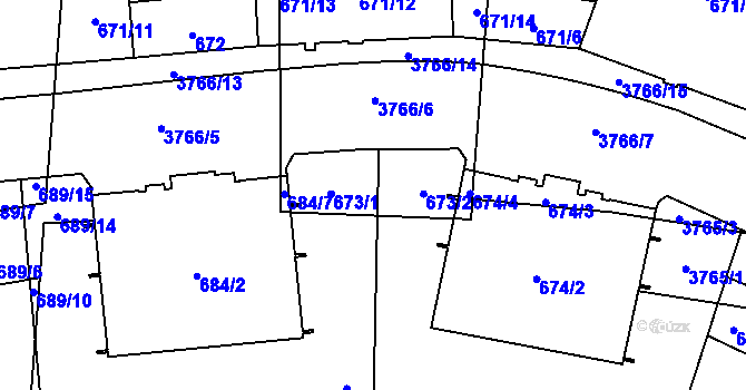 Parcela st. 673 v KÚ Libeň, Katastrální mapa