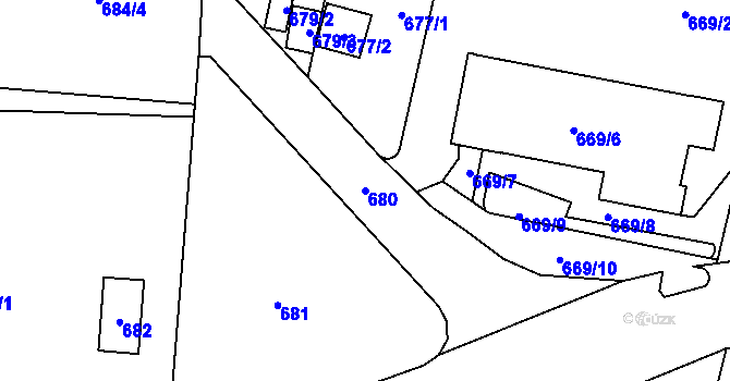 Parcela st. 680 v KÚ Libeň, Katastrální mapa