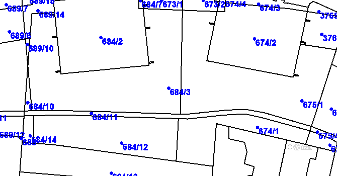 Parcela st. 684/3 v KÚ Libeň, Katastrální mapa
