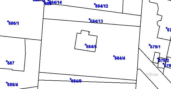 Parcela st. 684/5 v KÚ Libeň, Katastrální mapa