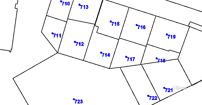 Parcela st. 714 v KÚ Libeň, Katastrální mapa