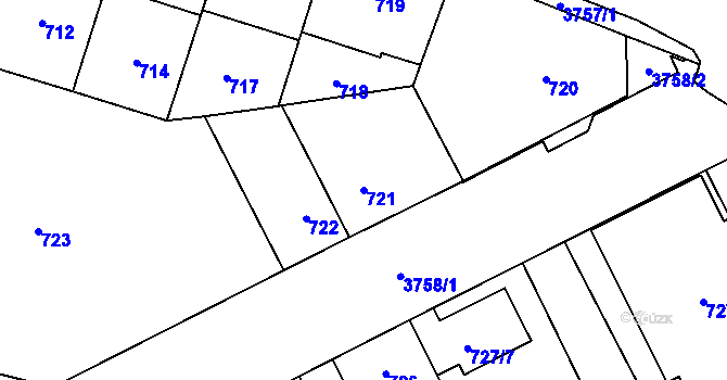 Parcela st. 721 v KÚ Libeň, Katastrální mapa