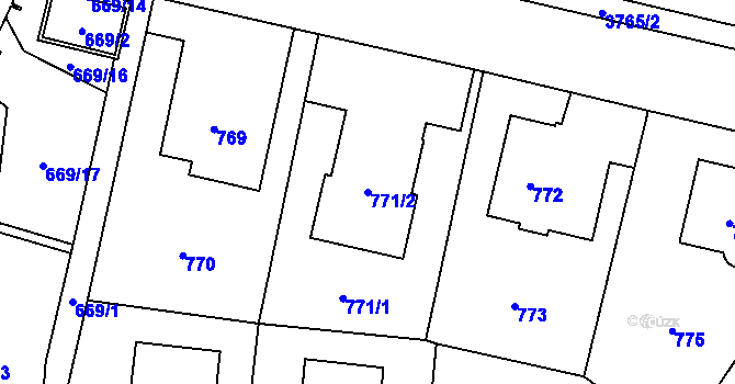 Parcela st. 771/2 v KÚ Libeň, Katastrální mapa