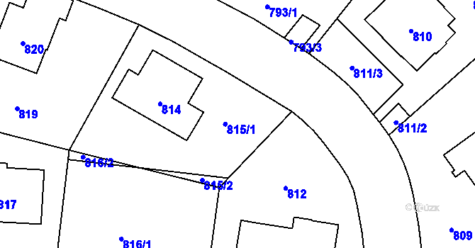 Parcela st. 815 v KÚ Libeň, Katastrální mapa