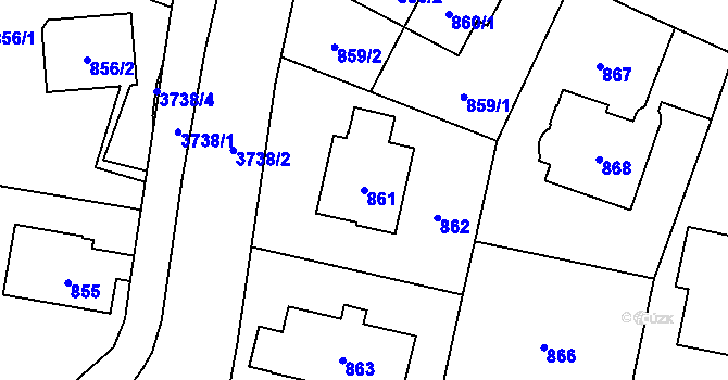 Parcela st. 861 v KÚ Libeň, Katastrální mapa