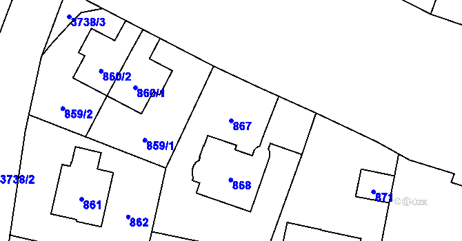 Parcela st. 867 v KÚ Libeň, Katastrální mapa