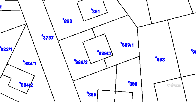 Parcela st. 889/3 v KÚ Libeň, Katastrální mapa