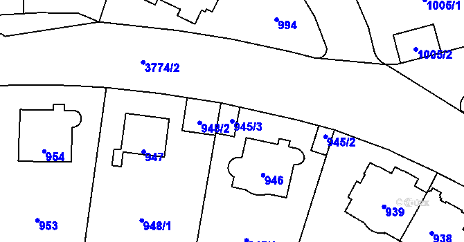 Parcela st. 945/3 v KÚ Libeň, Katastrální mapa