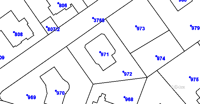 Parcela st. 971 v KÚ Libeň, Katastrální mapa
