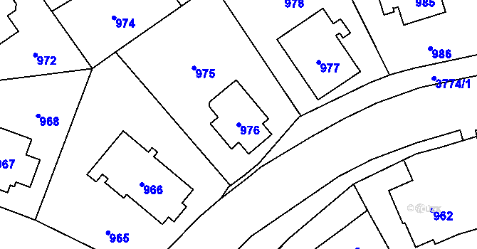 Parcela st. 976 v KÚ Libeň, Katastrální mapa