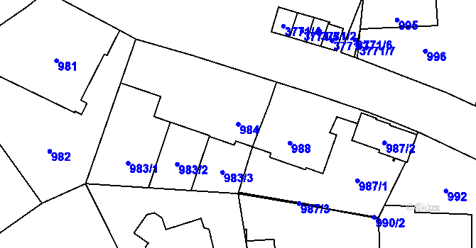 Parcela st. 984 v KÚ Libeň, Katastrální mapa