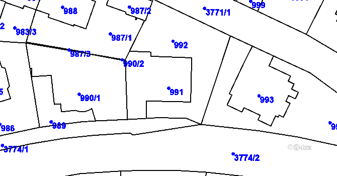 Parcela st. 991 v KÚ Libeň, Katastrální mapa