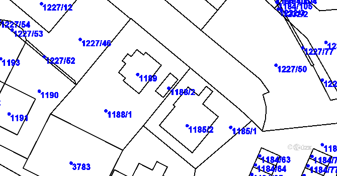 Parcela st. 1188/2 v KÚ Libeň, Katastrální mapa