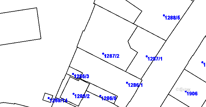 Parcela st. 1287/2 v KÚ Libeň, Katastrální mapa