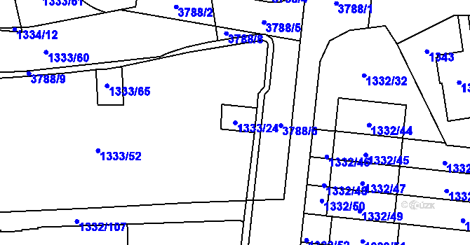 Parcela st. 1333/24 v KÚ Libeň, Katastrální mapa