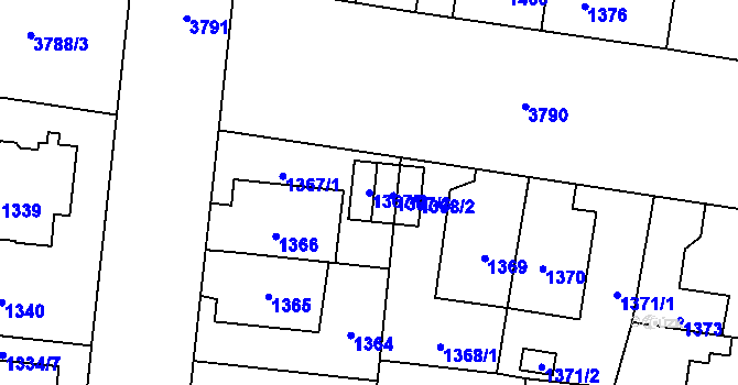 Parcela st. 1367/2 v KÚ Libeň, Katastrální mapa