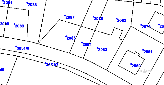 Parcela st. 2084 v KÚ Libeň, Katastrální mapa