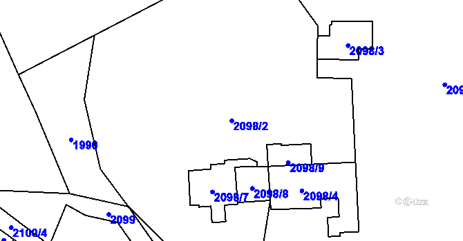 Parcela st. 2098/2 v KÚ Libeň, Katastrální mapa