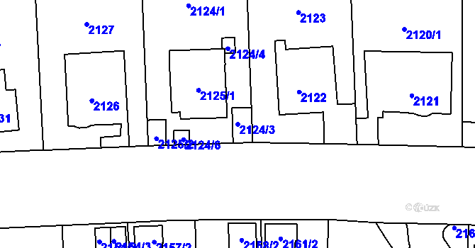 Parcela st. 2124/3 v KÚ Libeň, Katastrální mapa