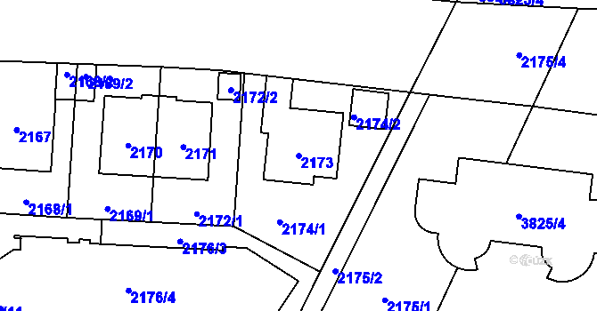 Parcela st. 2173 v KÚ Libeň, Katastrální mapa