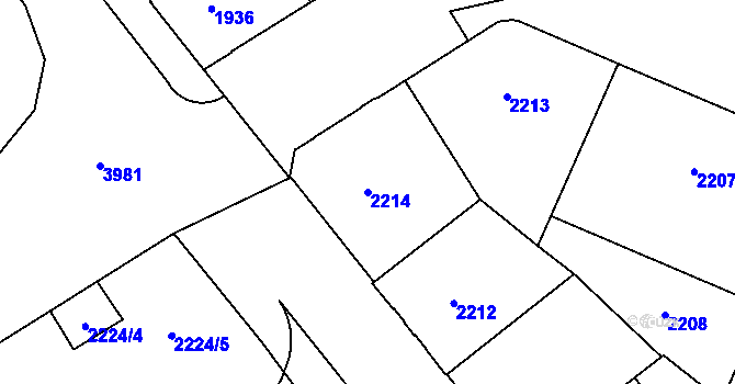 Parcela st. 2214 v KÚ Libeň, Katastrální mapa