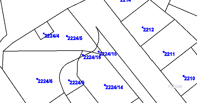 Parcela st. 2224/15 v KÚ Libeň, Katastrální mapa