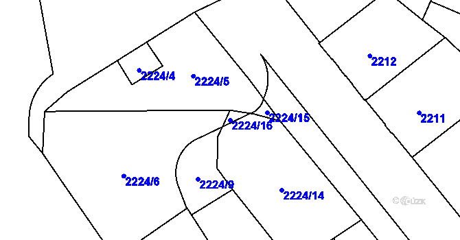 Parcela st. 2224/16 v KÚ Libeň, Katastrální mapa