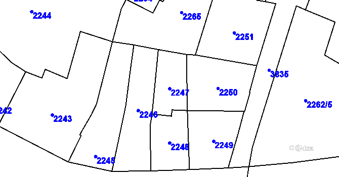 Parcela st. 2247 v KÚ Libeň, Katastrální mapa
