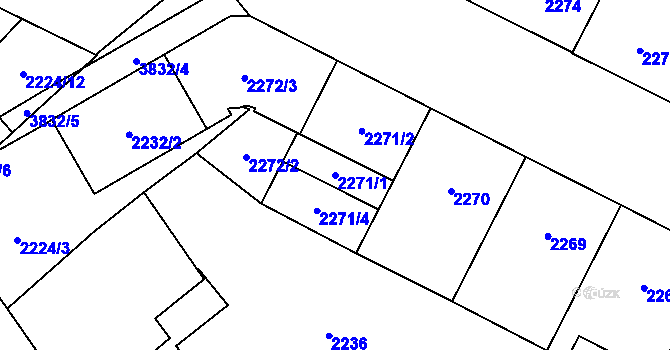 Parcela st. 2271/1 v KÚ Libeň, Katastrální mapa