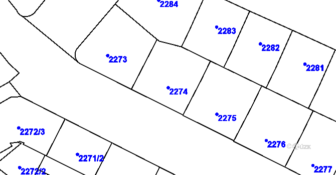 Parcela st. 2274 v KÚ Libeň, Katastrální mapa