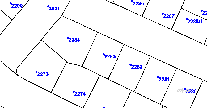 Parcela st. 2283 v KÚ Libeň, Katastrální mapa