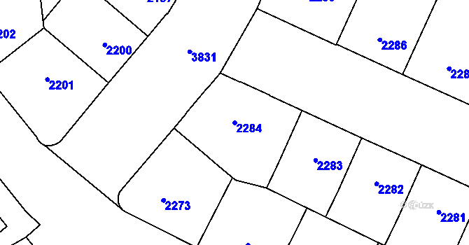 Parcela st. 2284 v KÚ Libeň, Katastrální mapa