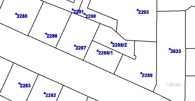 Parcela st. 2288/1 v KÚ Libeň, Katastrální mapa
