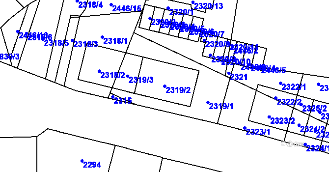 Parcela st. 2319/2 v KÚ Libeň, Katastrální mapa