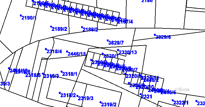 Parcela st. 2320/1 v KÚ Libeň, Katastrální mapa
