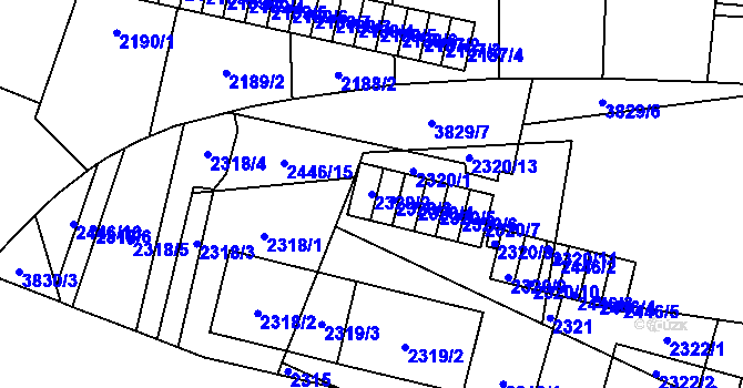 Parcela st. 2320/2 v KÚ Libeň, Katastrální mapa